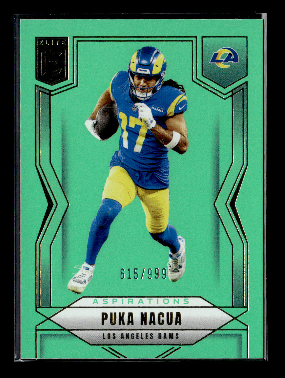 2025 Donruss Elite Puka Nacua #56 Aspirations Lime Green #/999 Los Angeles Rams