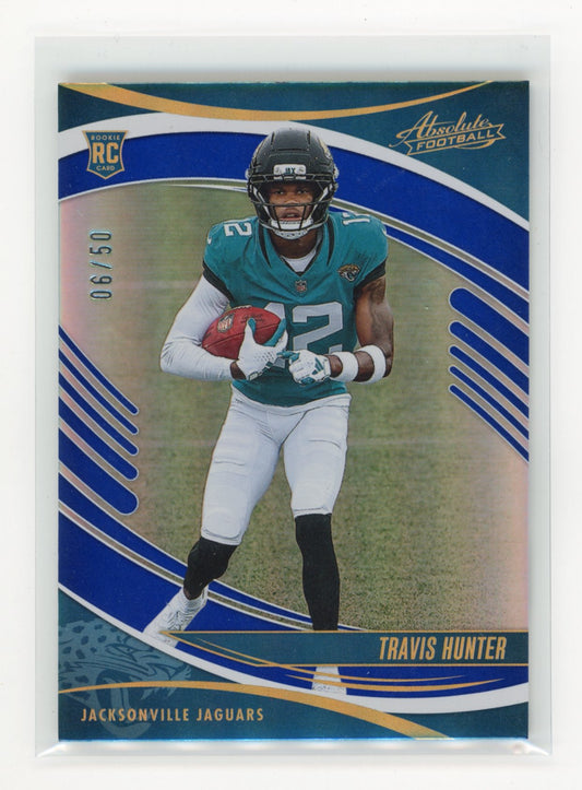 2025 Panini Absolute Travis Hunter #186 Spectrum Blue #/50 Jacksonville Jaguars