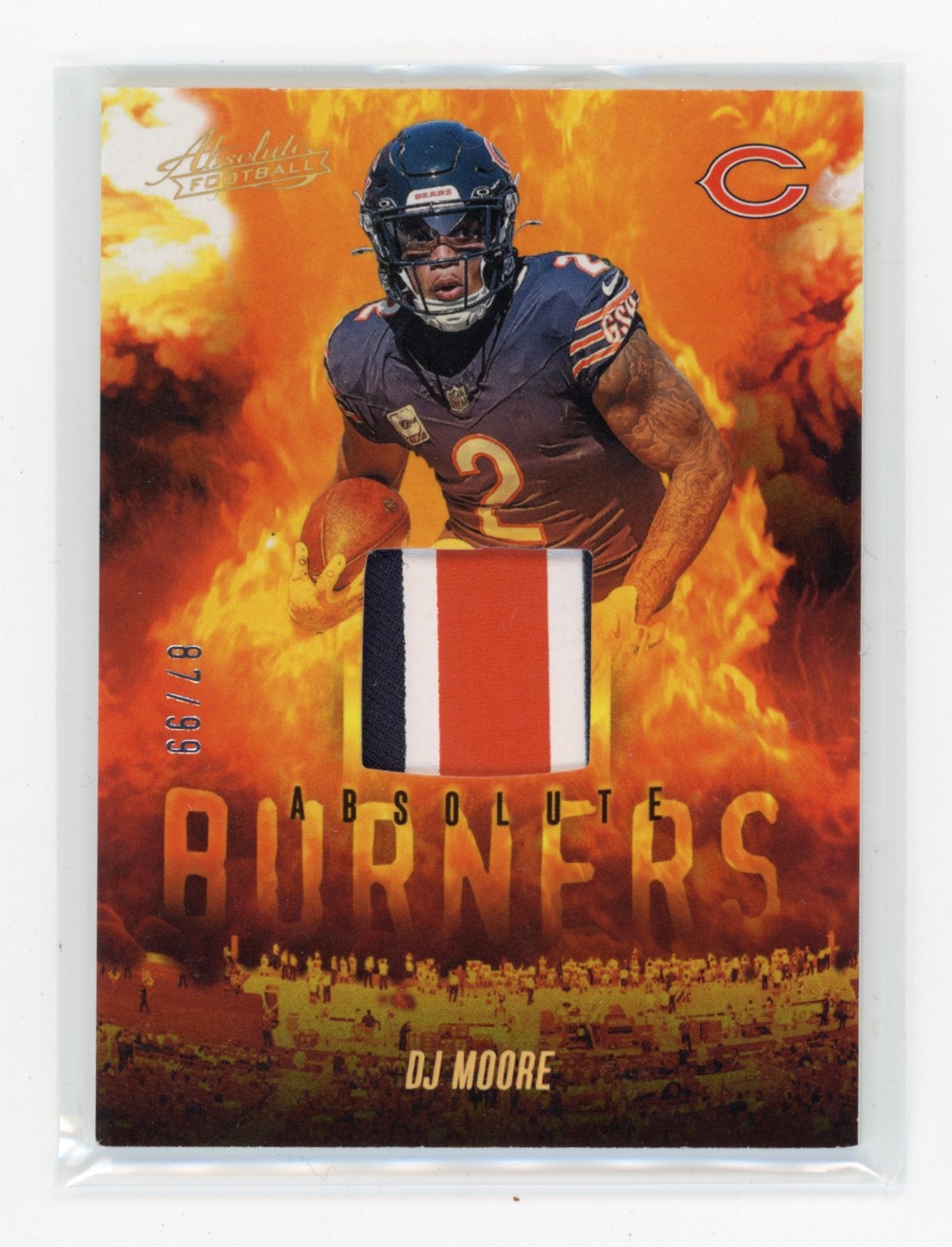 2024 Panini Absolute DJ Moore #AB-DME Absolute Burners Gold #/99 Chicago Bears