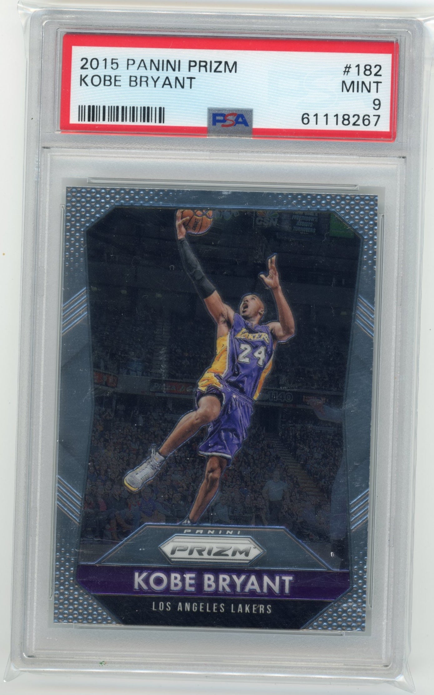 2015-16 Panini Prizm Kobe Bryant #182 PSA 9 Los Angeles Lakers