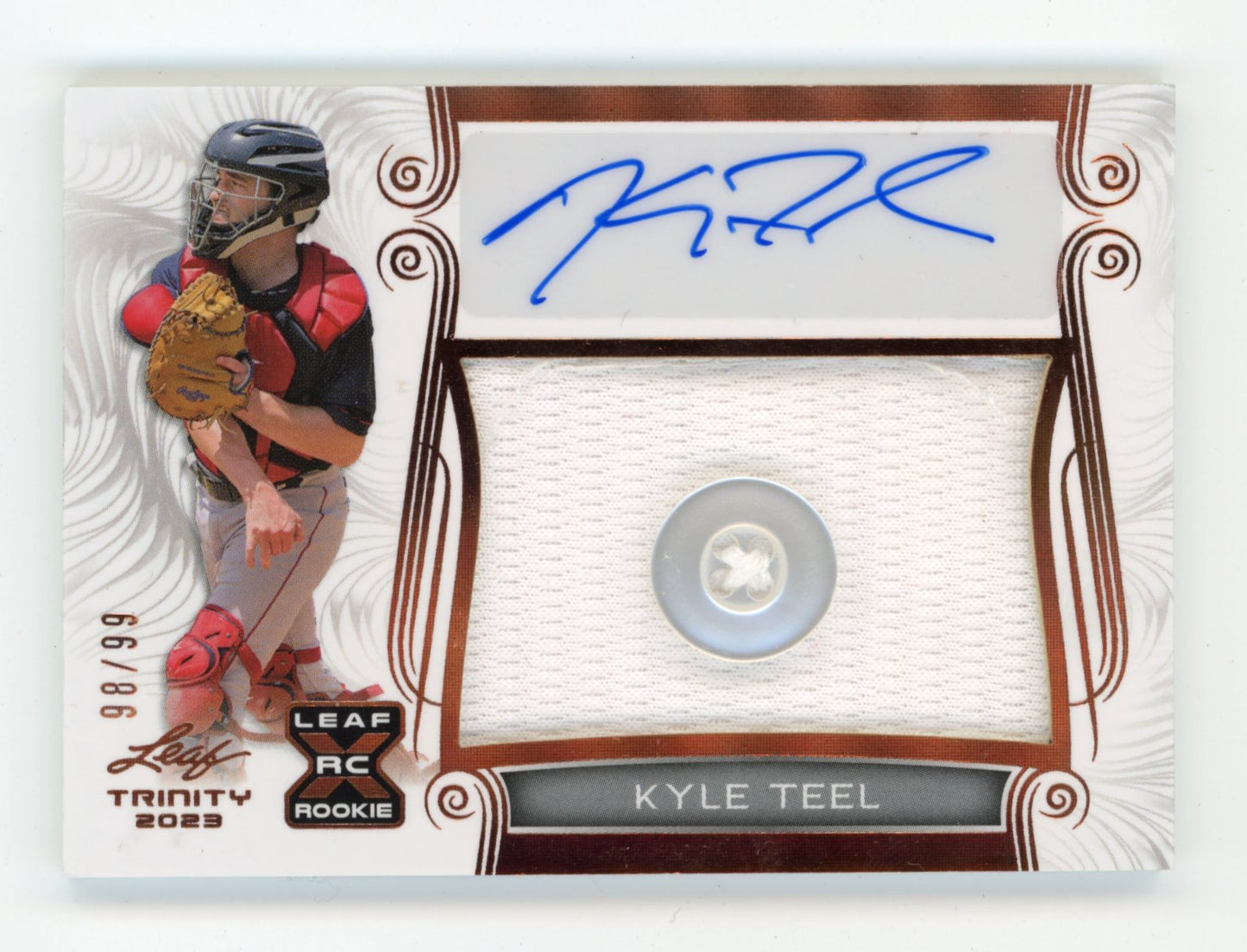 2023 Leaf Trinity - Patch Autograph Memorabilia Bronze Kyle Teel #PA-KT1 #/99