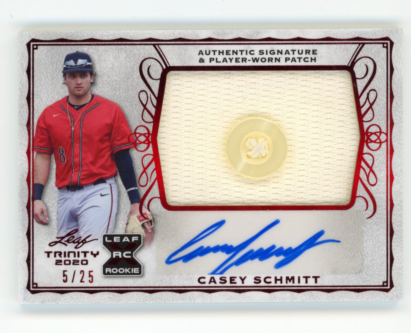 2020 Leaf Trinity - Patch Autographs Red Casey Schmitt #PA-CS1 #/25