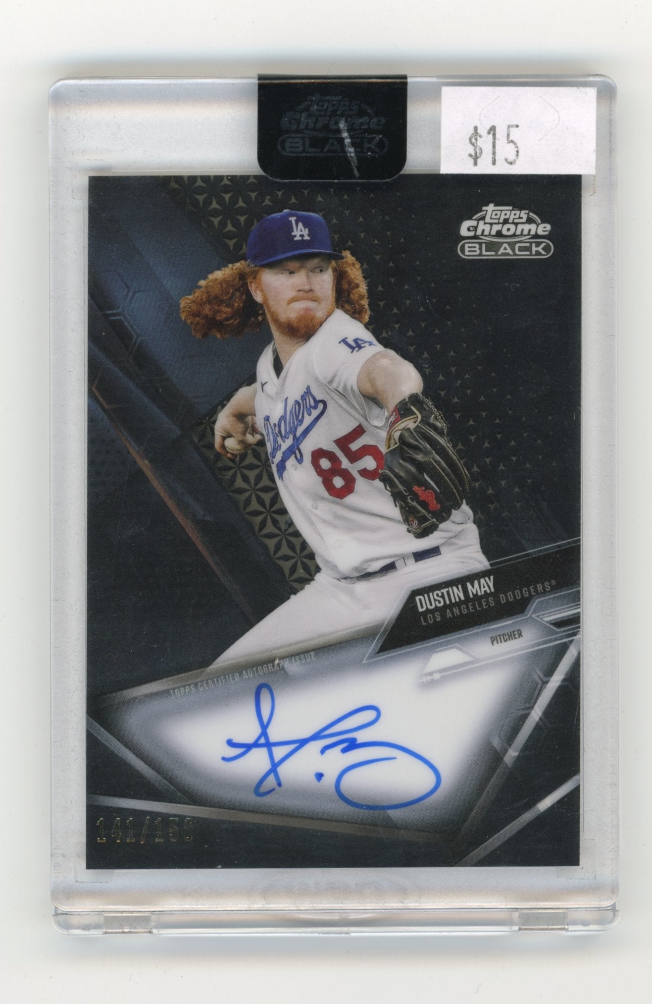 2021 Topps Chrome Black Dustin May #CBA-DMA Autographs Refractor #/150 Los Angeles Dodgers