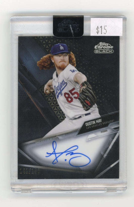 2021 Topps Chrome Black Dustin May #CBA-DMA Autographs Refractor #/150 Los Angeles Dodgers
