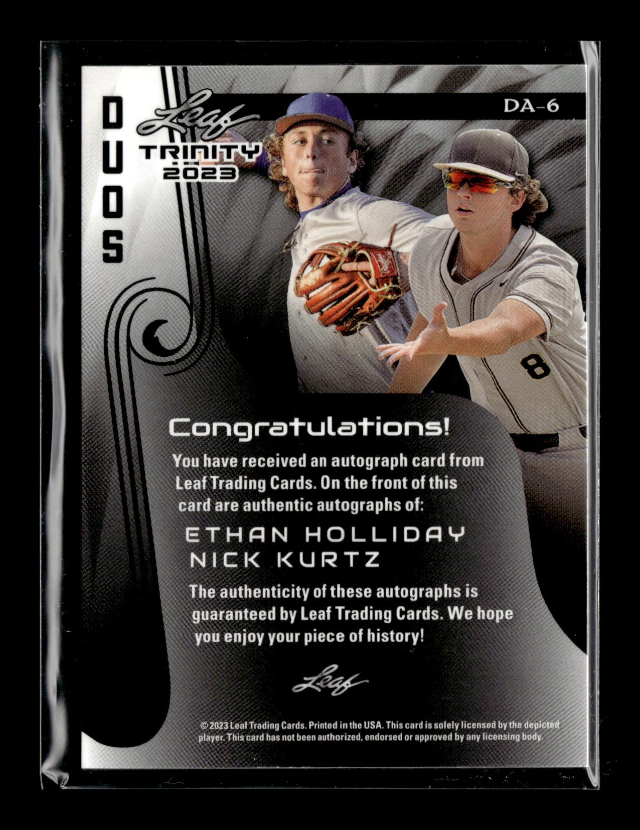 2023 Leaf Trinity Ethan Holliday / Nick Kurtz AU, SN49 #DA-6 Dual Autographs Bronze #/49