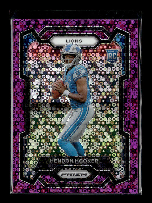 2023 Panini Prizm Hendon Hooker #329 No Huddle Purple #/35 Detroit Lions