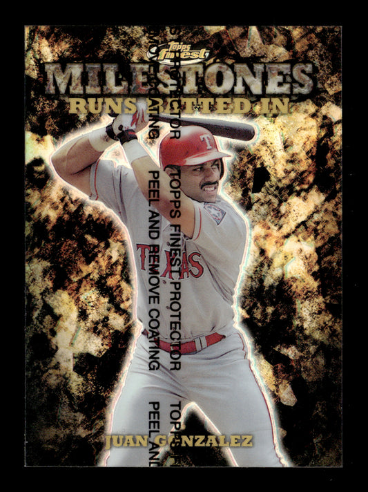 1999 Finest Juan Gonzalez #M25 Milestones #/1400 Texas Rangers