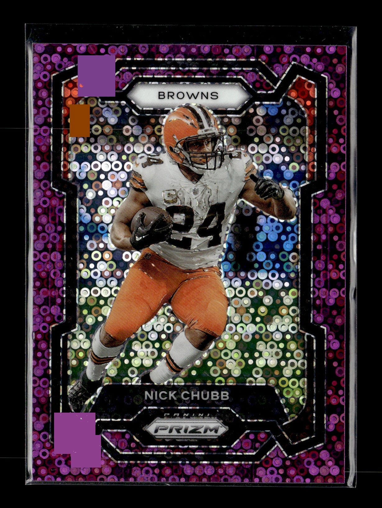 2023 Panini Prizm Nick Chubb #69 No Huddle Purple #/35 Cleveland Browns