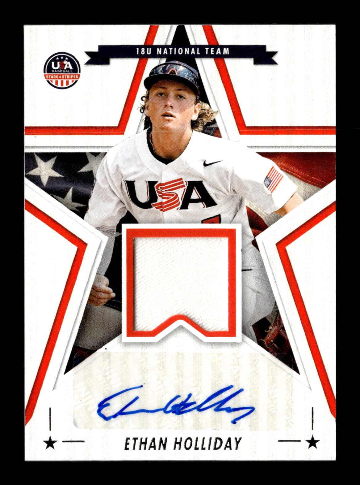 2025 Panini Stars & Stripes USA Baseball Ethan Holliday #SSM-EH Stars and Stripes Signature Materials