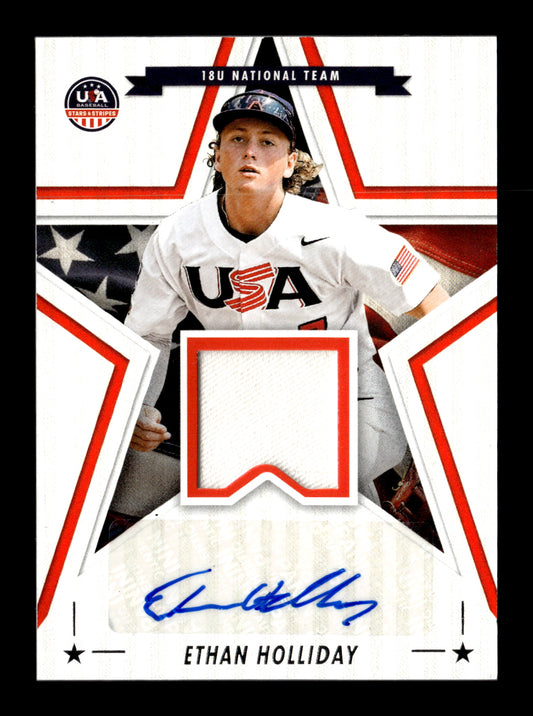 2025 Panini Stars & Stripes USA Baseball Ethan Holliday #SSM-EH Stars and Stripes Signature Materials