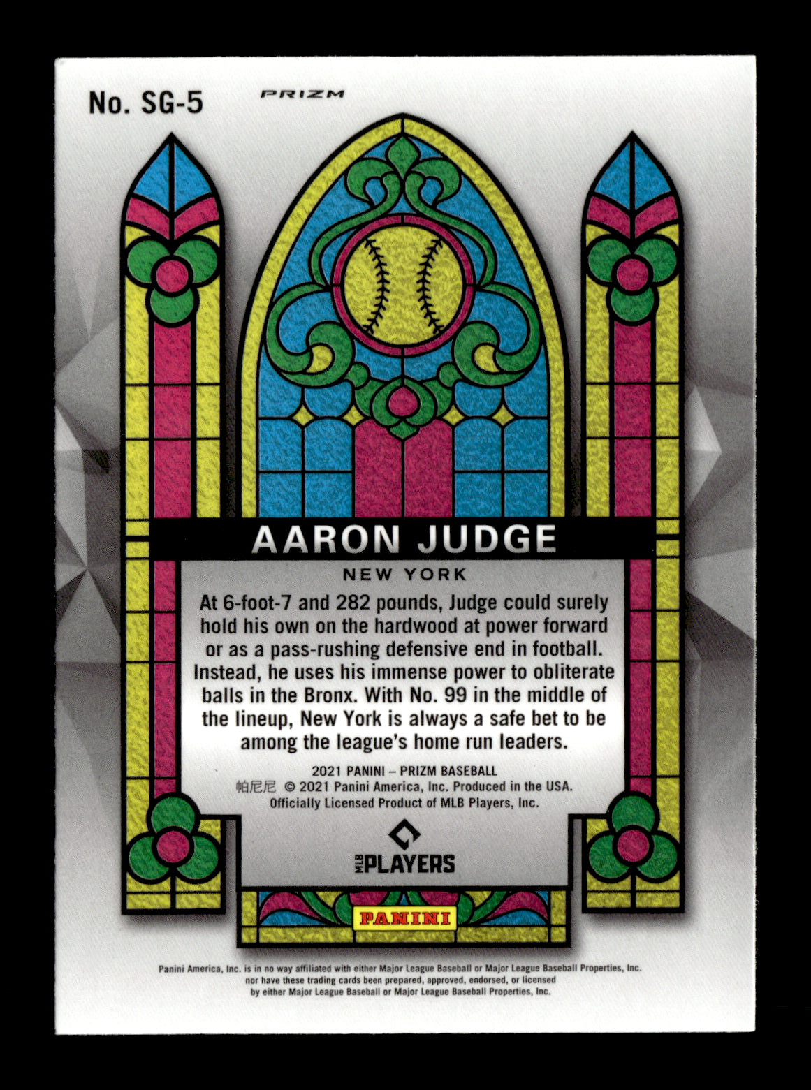 2021 Panini Prizm - Stained Glass White Wave Prizm Aaron Judge #SG-5 New York Yankees