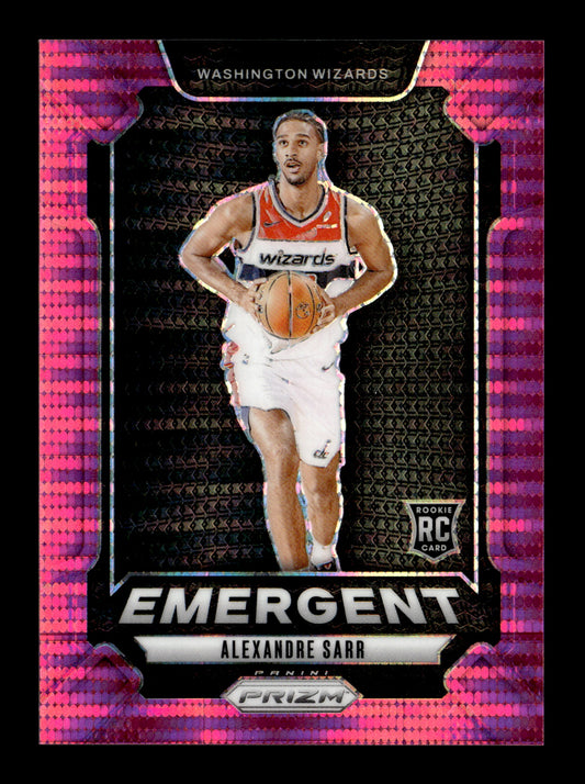 2024-25 Panini Prizm Alexandre Sarr #14 Emergent Prizms Pink Pulsar #/42 Washington Wizards