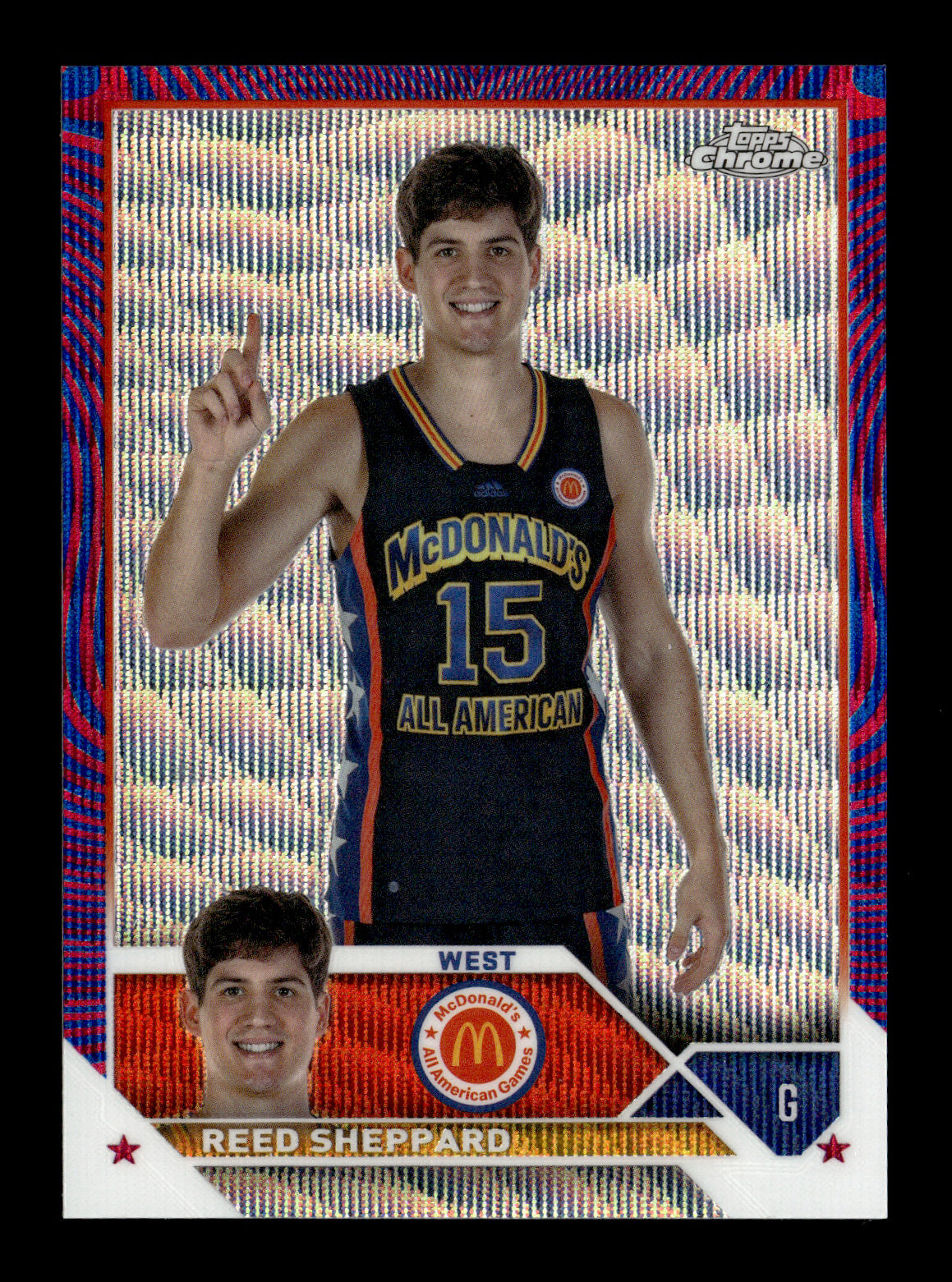 2023 Topps Chrome McDonald's All American Reed Sheppard #70 Fuchsia/Blue Swirl Refractor #/125 Boston Celtics