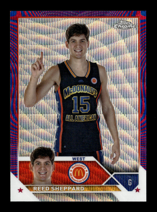 2023 Topps Chrome McDonald's All American Reed Sheppard #70 Fuchsia/Blue Swirl Refractor #/125 Boston Celtics