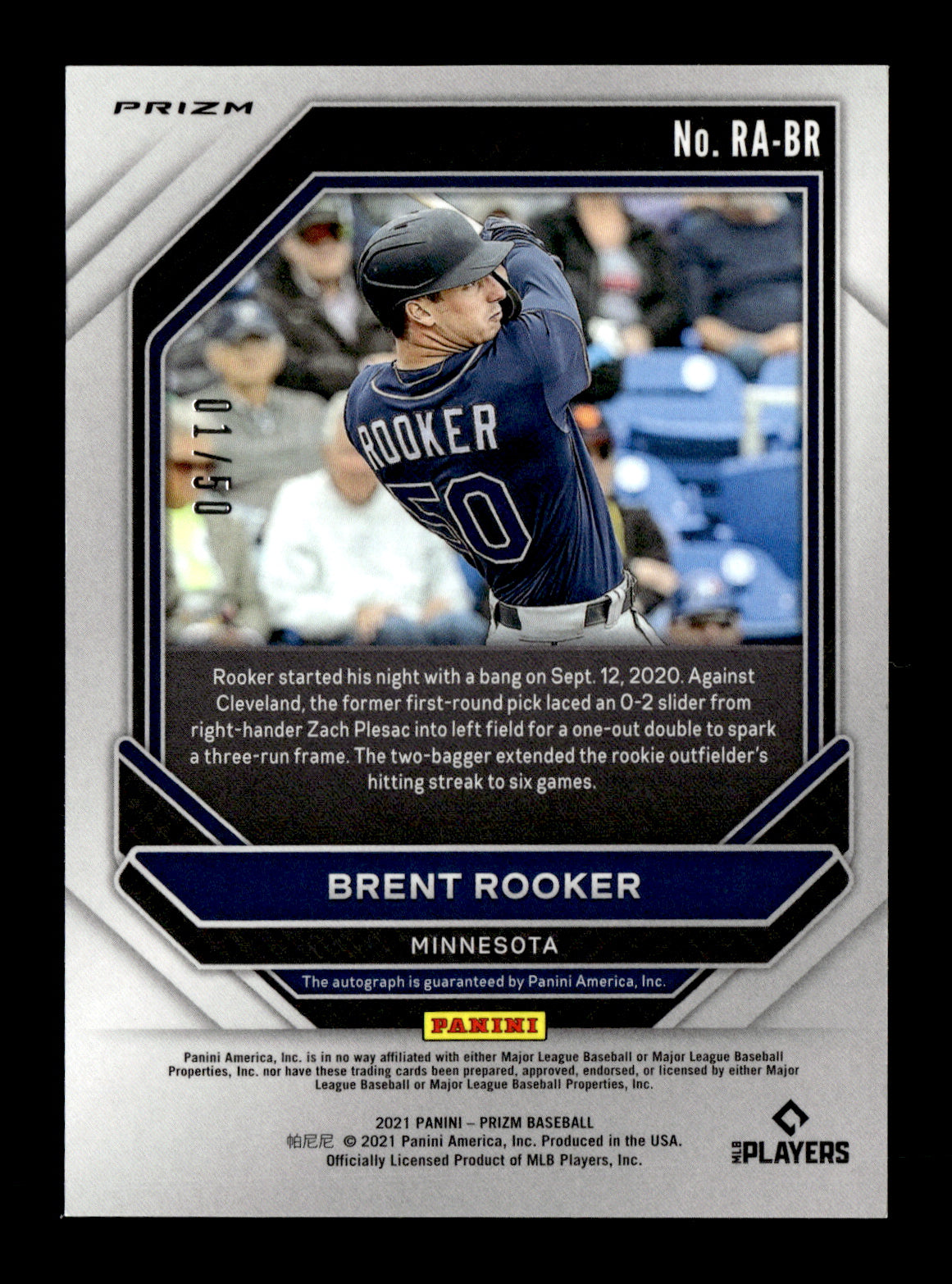 2021 Panini Prizm - Rookie Autographs Pink Prizm Brent Rooker #RA-BR #/50 Minnesota Twins