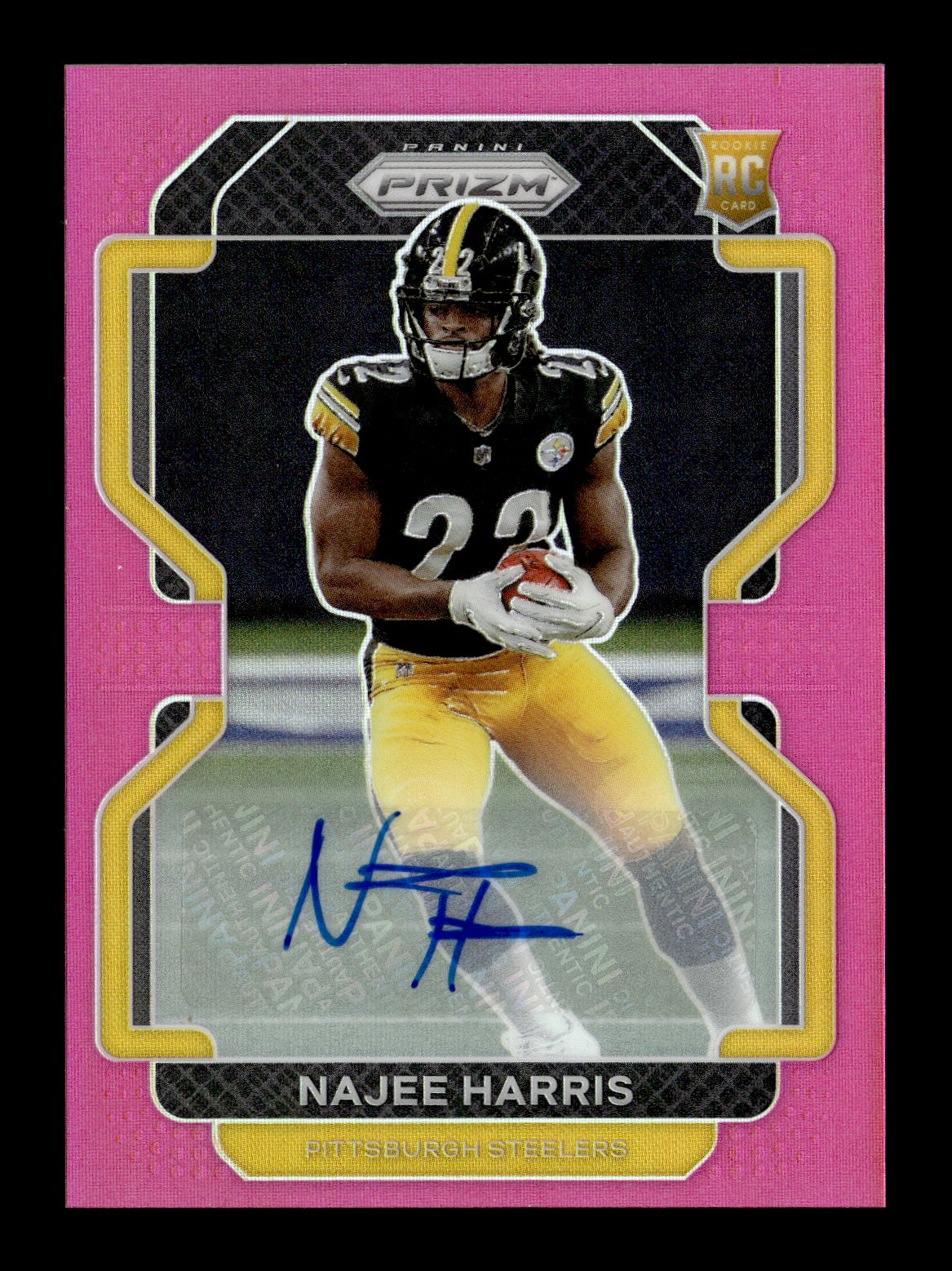 2021 Panini Prizm Najee Harris #343 Rookie Autographs Prizm Pink Pittsburgh Steelers