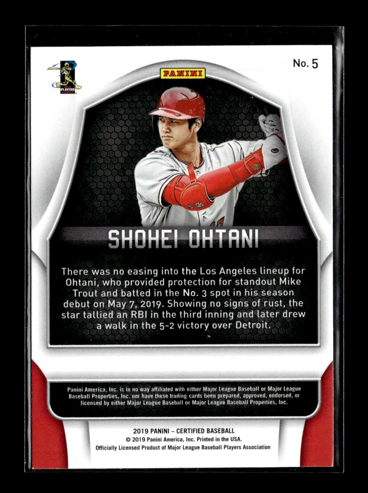 2019 Panini Chronicles Shohei Ohtani #5 Certified Green Los Angeles Angels