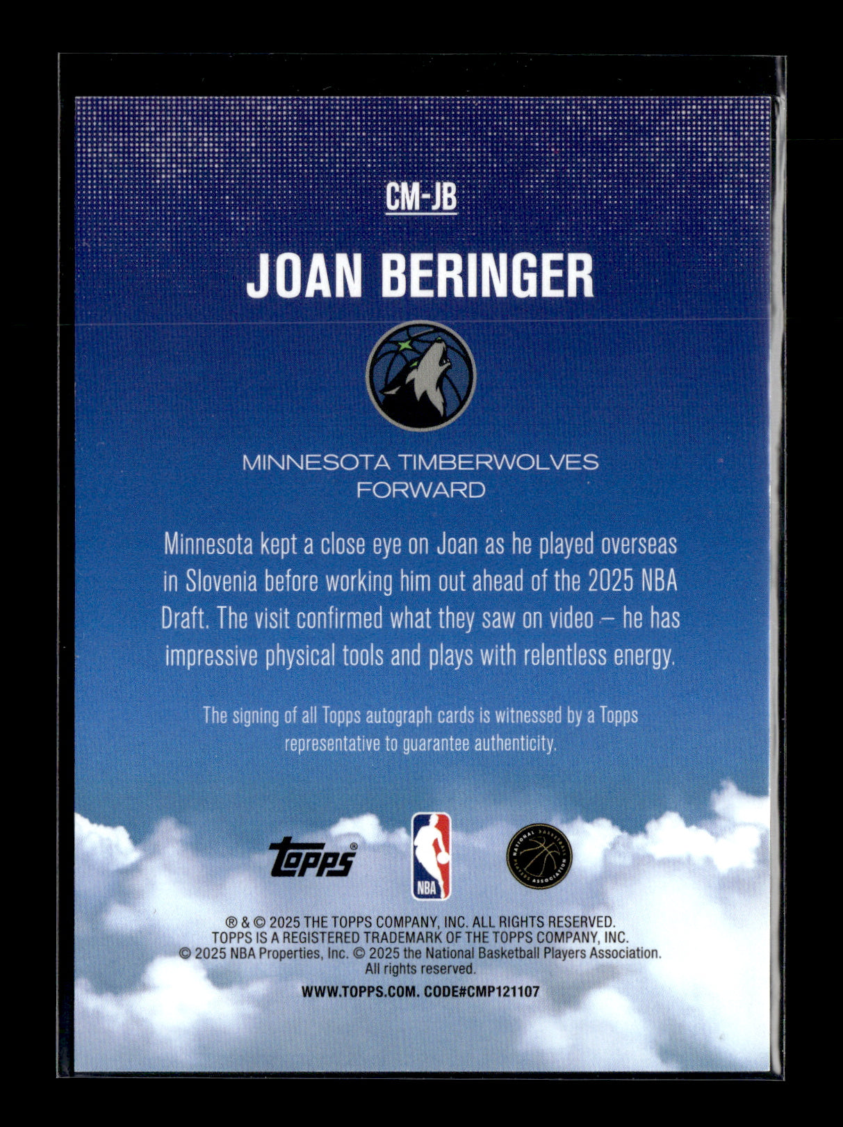 2025-26 Topps Joan Beringer #CM-JB Contemporary Marks Rainbow Foilboard Minnesota Timberwolves