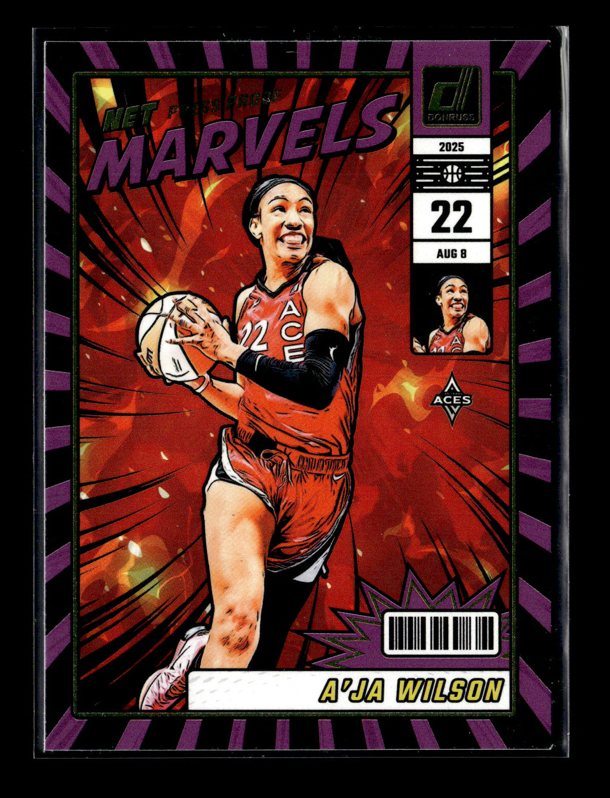 2025 Donruss WNBA A'ja Wilson #8 Net Marvels Press Proof Las Vegas Aces