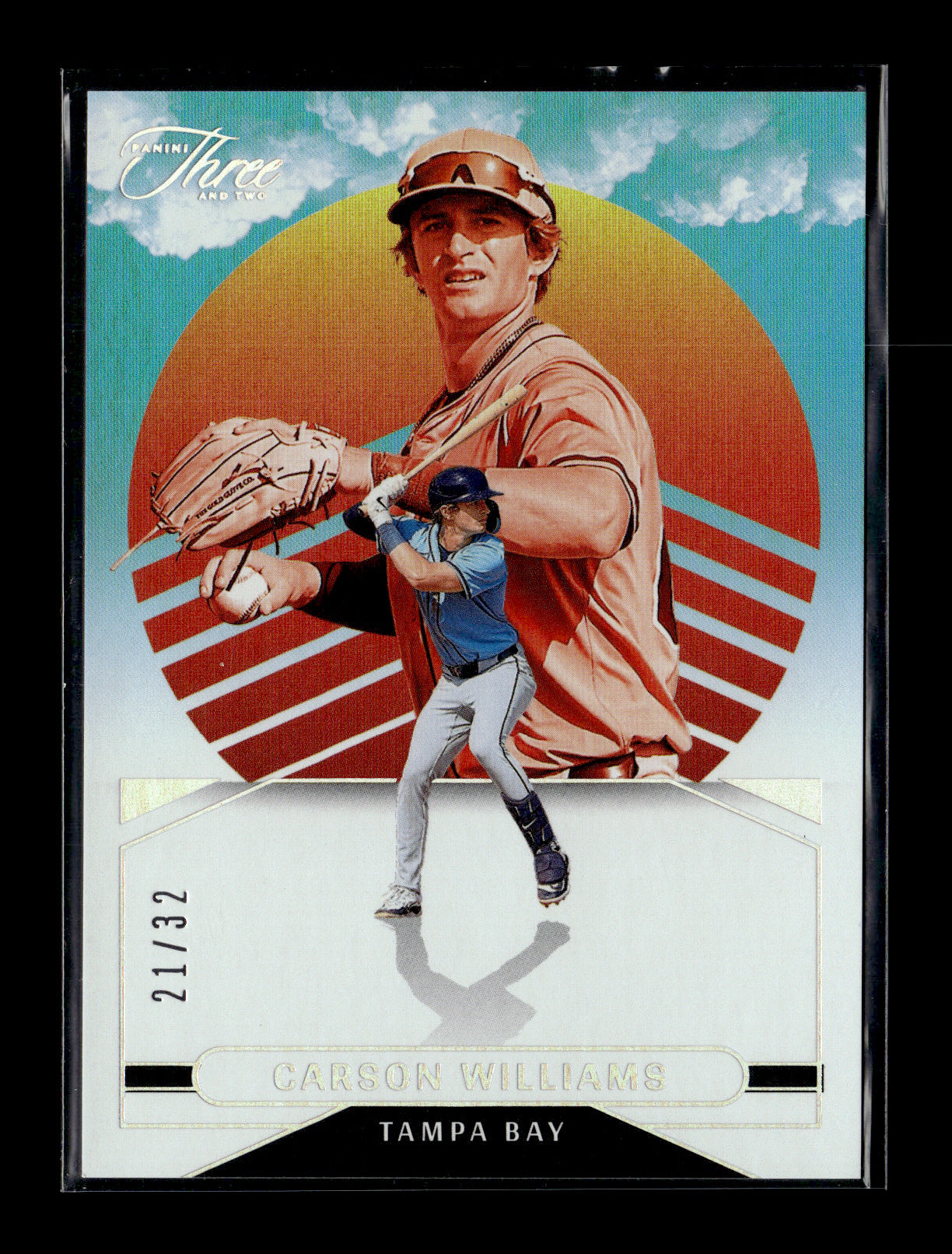 2025 Panini Three and Two Carson Williams #16 On The Horizon Full Count #/32 Tampa Bay Rays