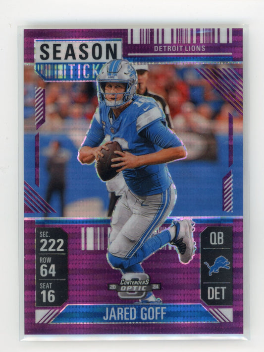 2024 Panini Contenders Optic Jared Goff #18 Purple Pulsar #/37 Detroit Lions