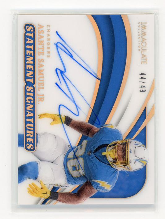 2024 Panini Immaculate Collection Asante Samuel Jr. #STS-ASJ Statement Signatures #/49 Los Angeles Chargers