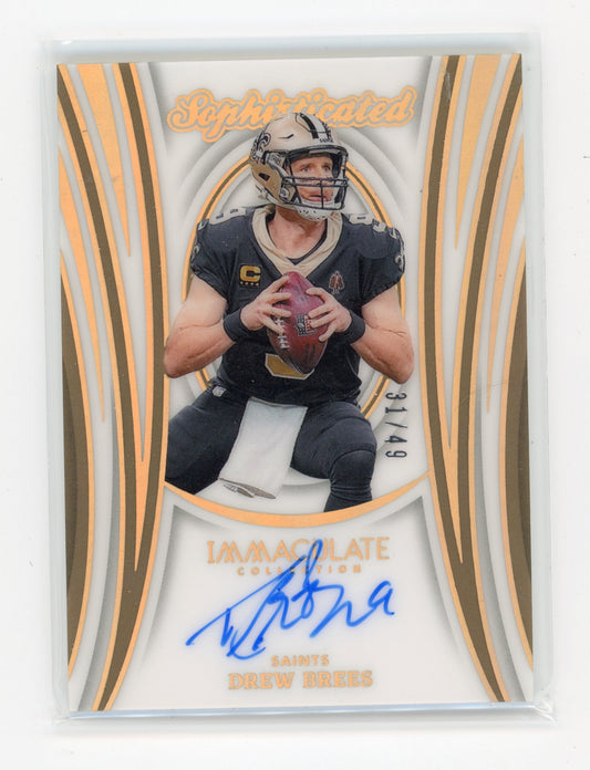 2024 Panini Immaculate Collection Drew Brees #SS-DBS Sophisticated Signatures #/49 New Orleans Saints