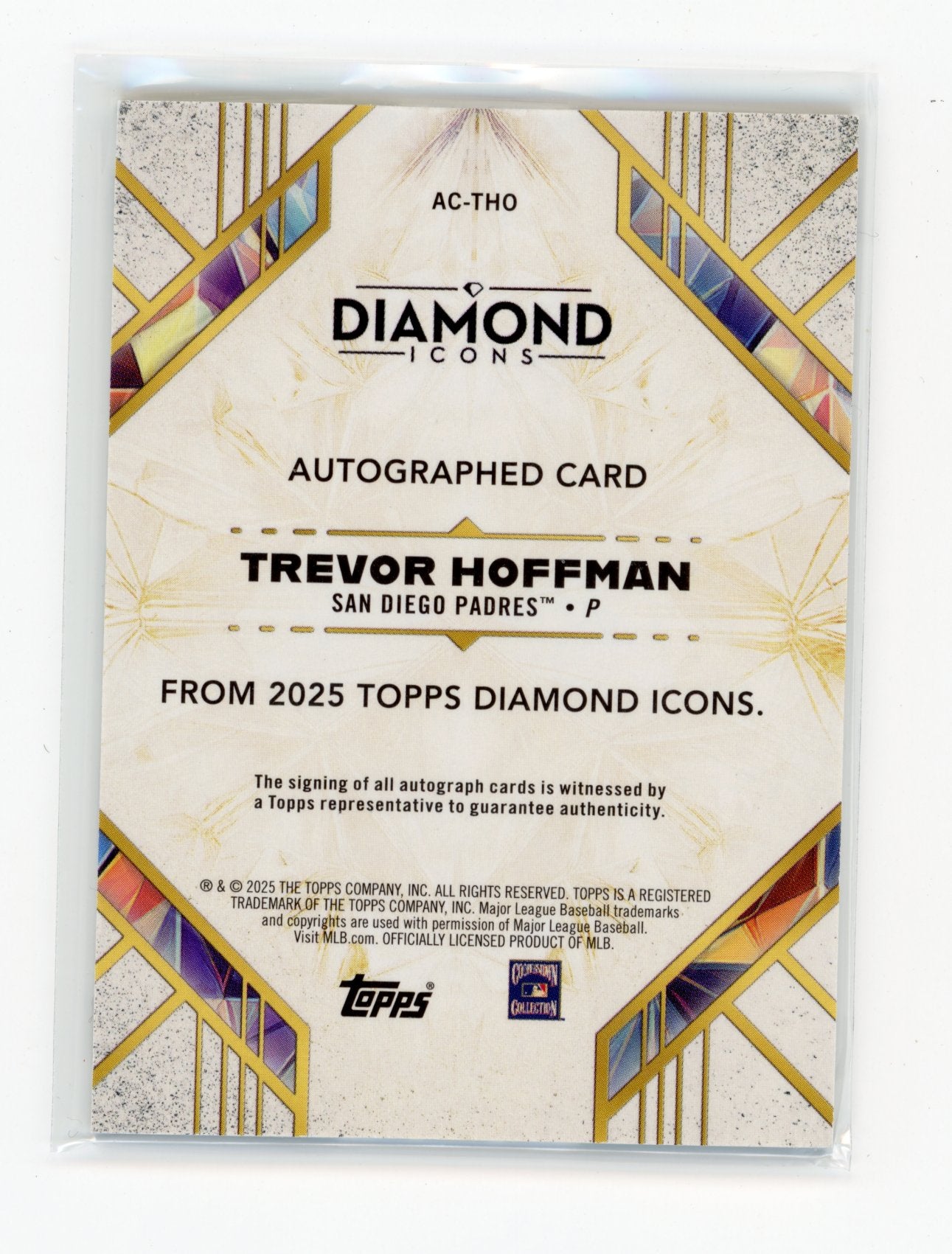 2025 Topps Diamond Icons Trevor Hoffman #AC-THO Base Autographs Blue #/15 San Diego Padres