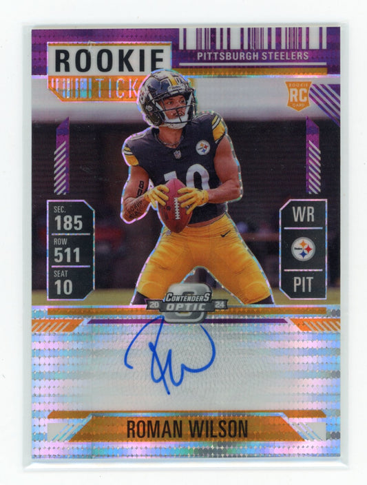 2024 Panini Contenders Optic Roman Wilson #124 Purple Pulsar #/27 Pittsburgh Steelers
