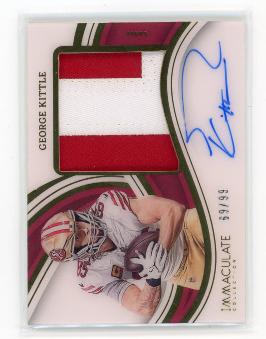 2024 Panini Immaculate Collection George Kittle #PP-GKI 2023 Panini Immaculate Collection Football - Premium Patch Autographs #/99 San Francisco 49ers