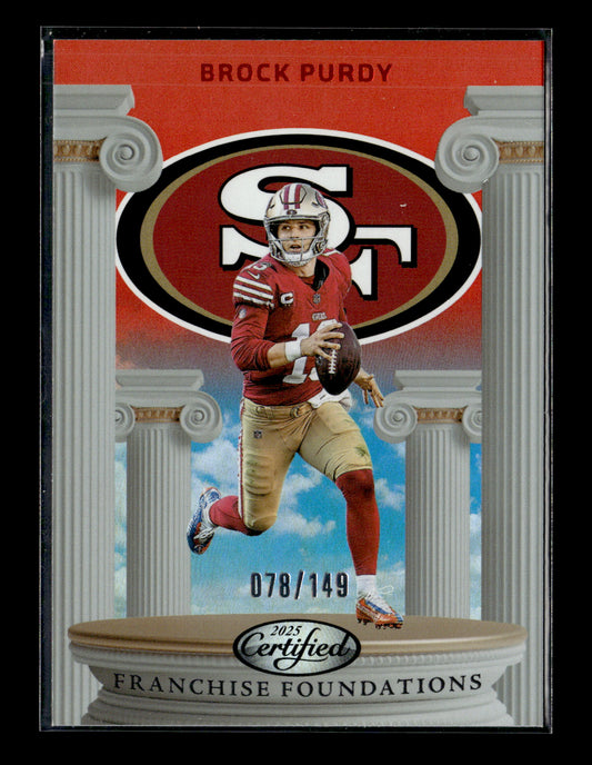 2025 Panini Certified Brock Purdy #FFO-BPY Franchise Foundations Mirror Orange #/149 San Francisco 49ers