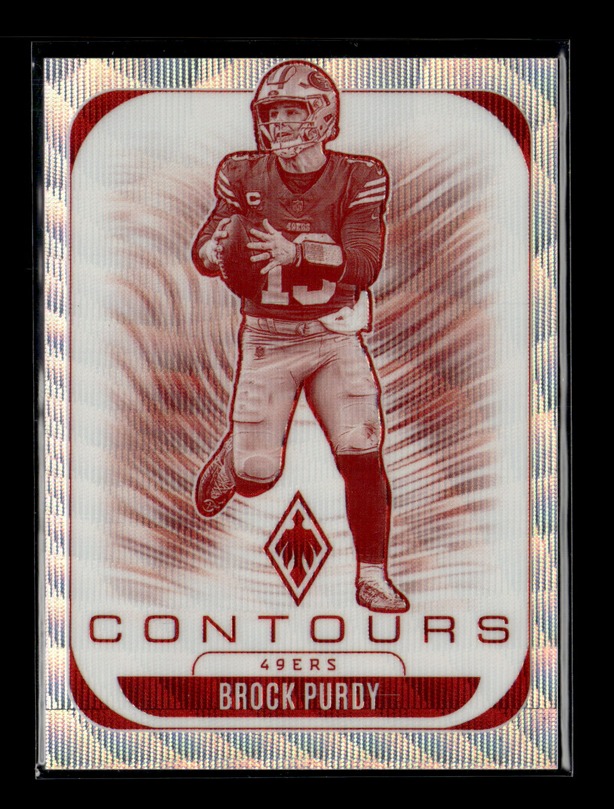 2025 Panini Phoenix Brock Purdy #28 Contours Silver Hyper Prizm #/299 San Francisco 49ers