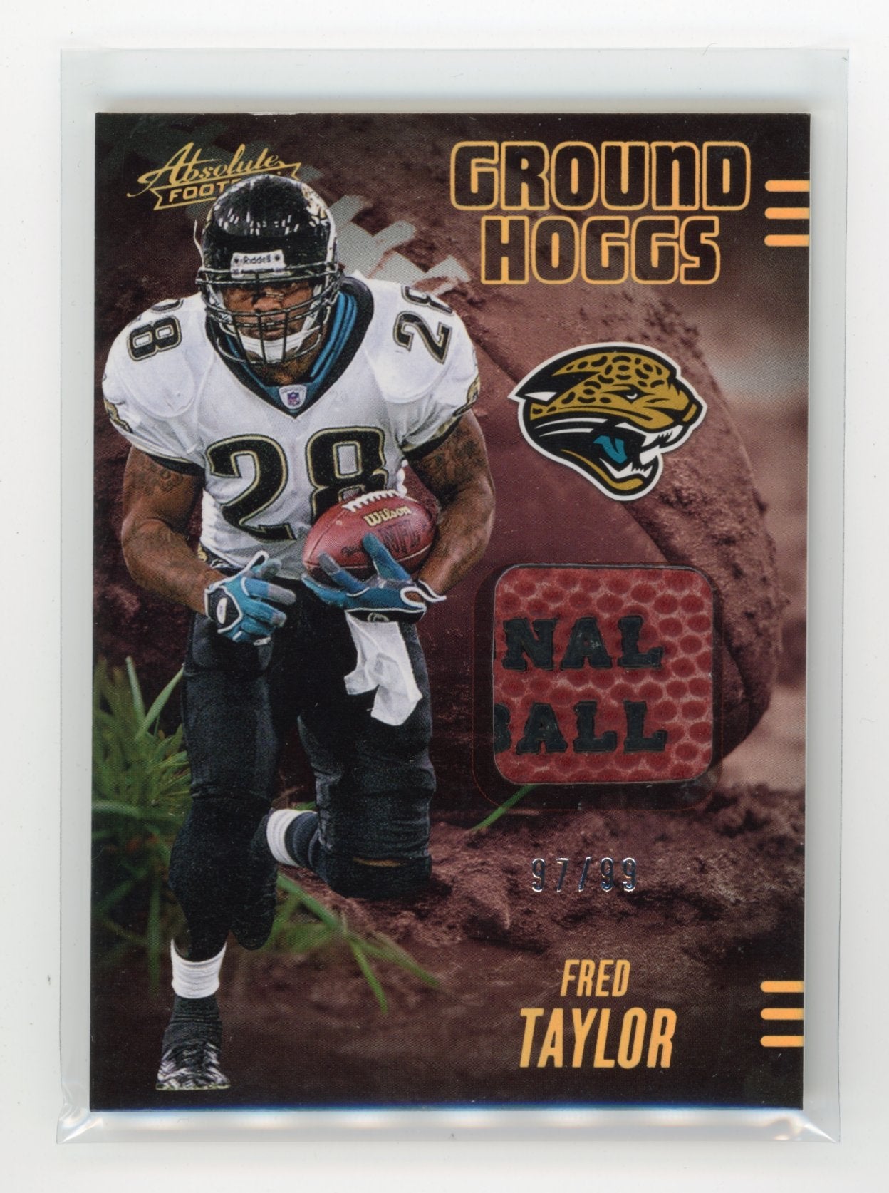 2025 Panini Absolute Fred Taylor #GHM-FTA Ground Hoggs Materials Gold #/99 Jacksonville Jaguars