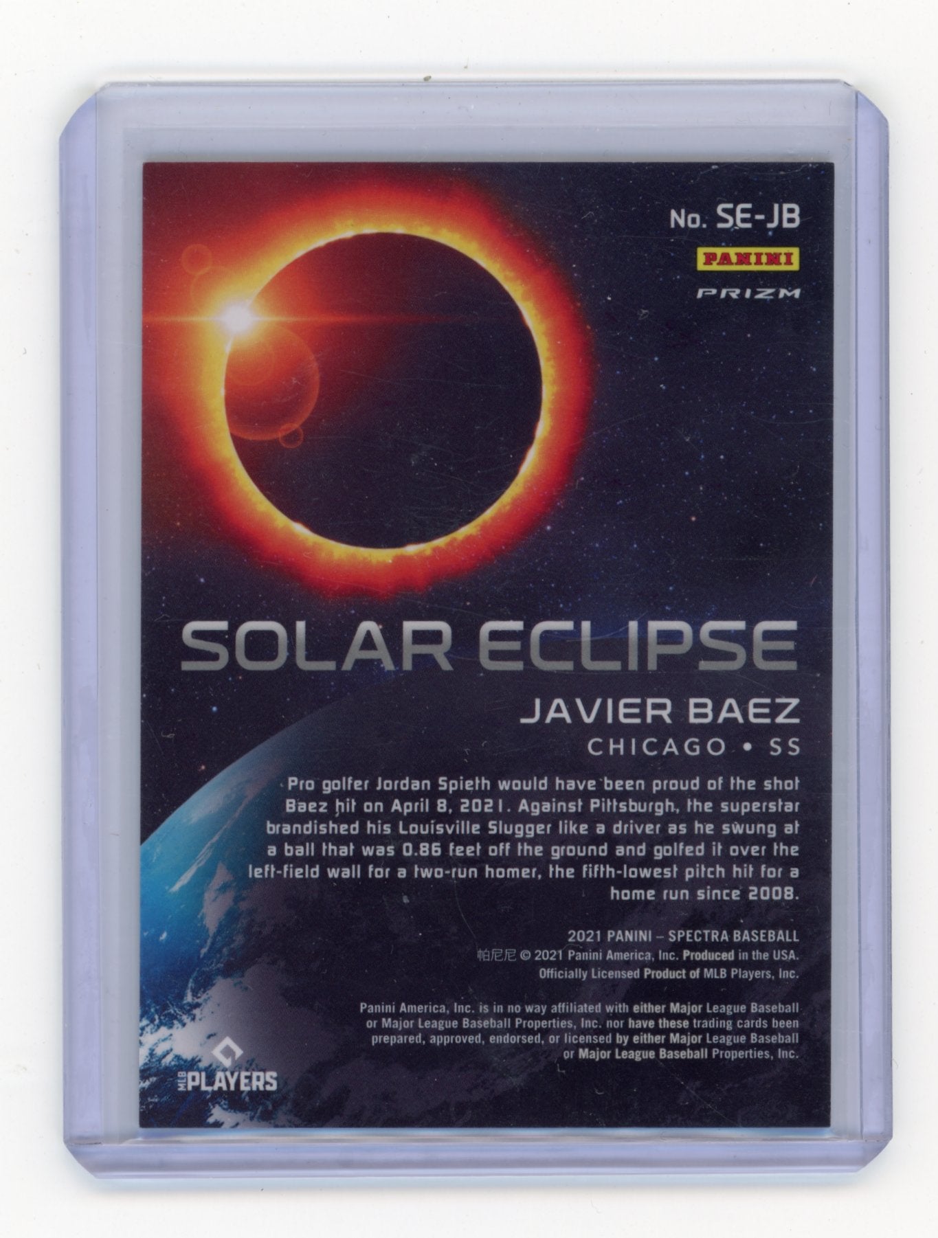 2021 Panini Spectra Javier Baez #SE-JB Solar Eclipse Chicago Cubs