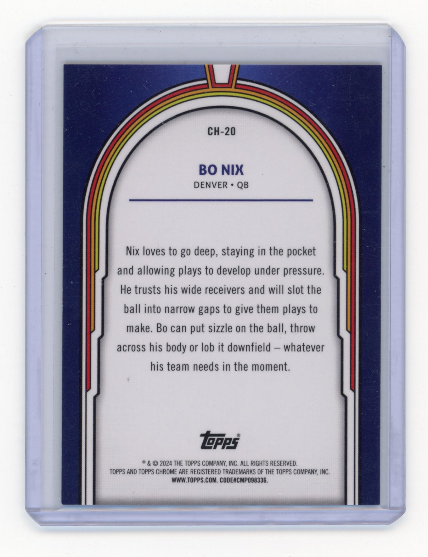 2024 Topps Chrome Cosmic Bo Nix #CH-20 Cosmic Heroes Denver Broncos