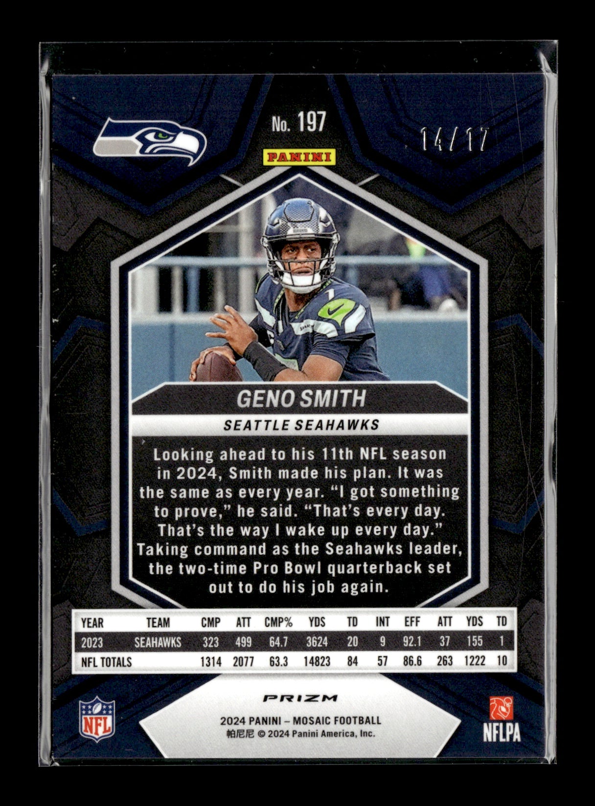 2024 Panini Mosaic Geno Smith #197 Mosaic Gold Wave #/17 Seattle Seahawks