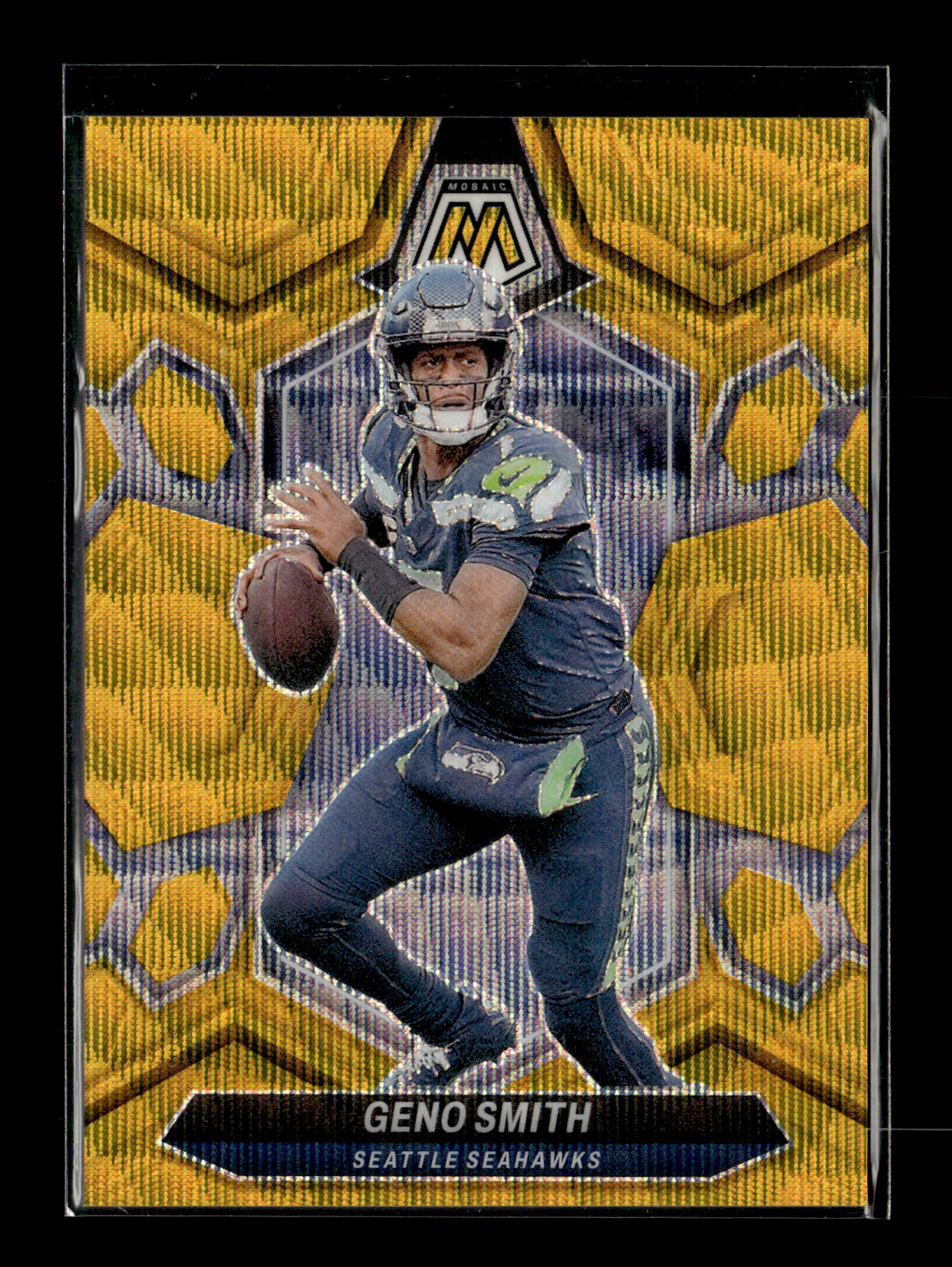 2024 Panini Mosaic Geno Smith #197 Mosaic Gold Wave #/17 Seattle Seahawks
