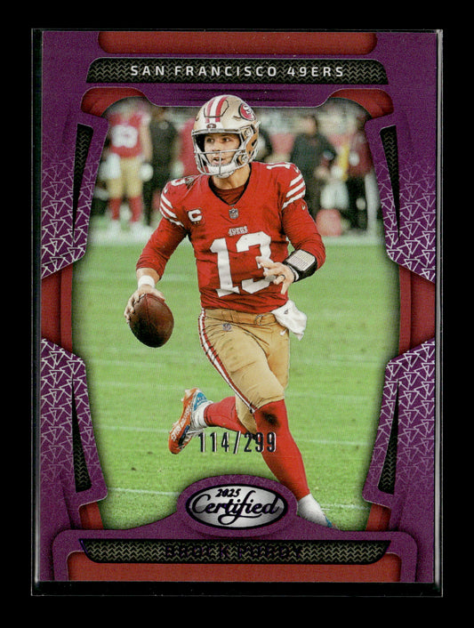 2025 Panini Certified Brock Purdy #86 Mirror Purple #/299 San Francisco 49ers