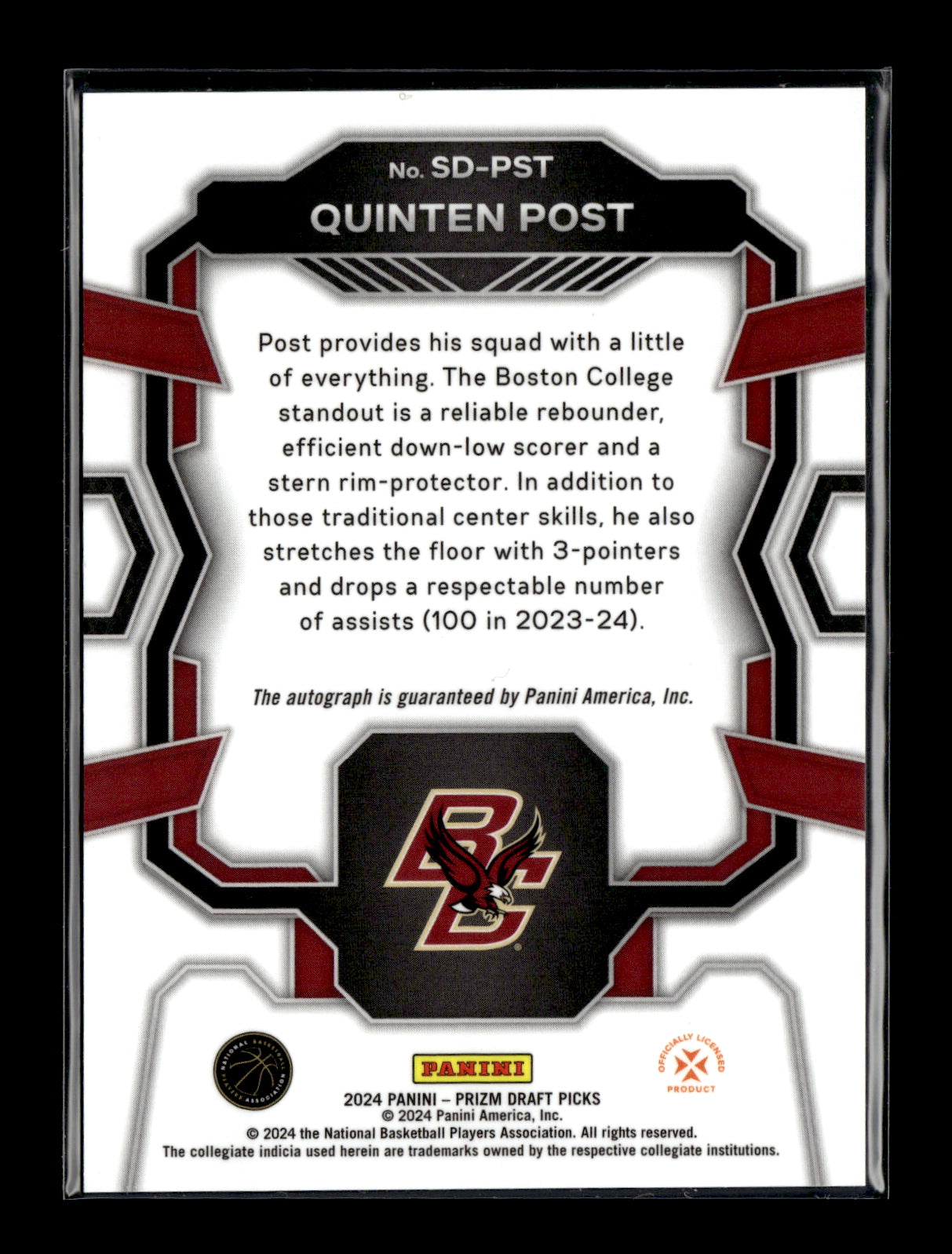 2024 Panini Prizm Draft Picks - Signing Day Quinten Post #SD-PST Boston College Eagles