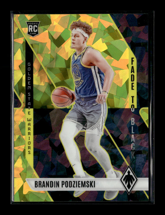 2023-24 Panini Phoenix Brandin Podziemski #7 Fade To Black Phoenix Yellow Ice #/175 Golden State Warriors
