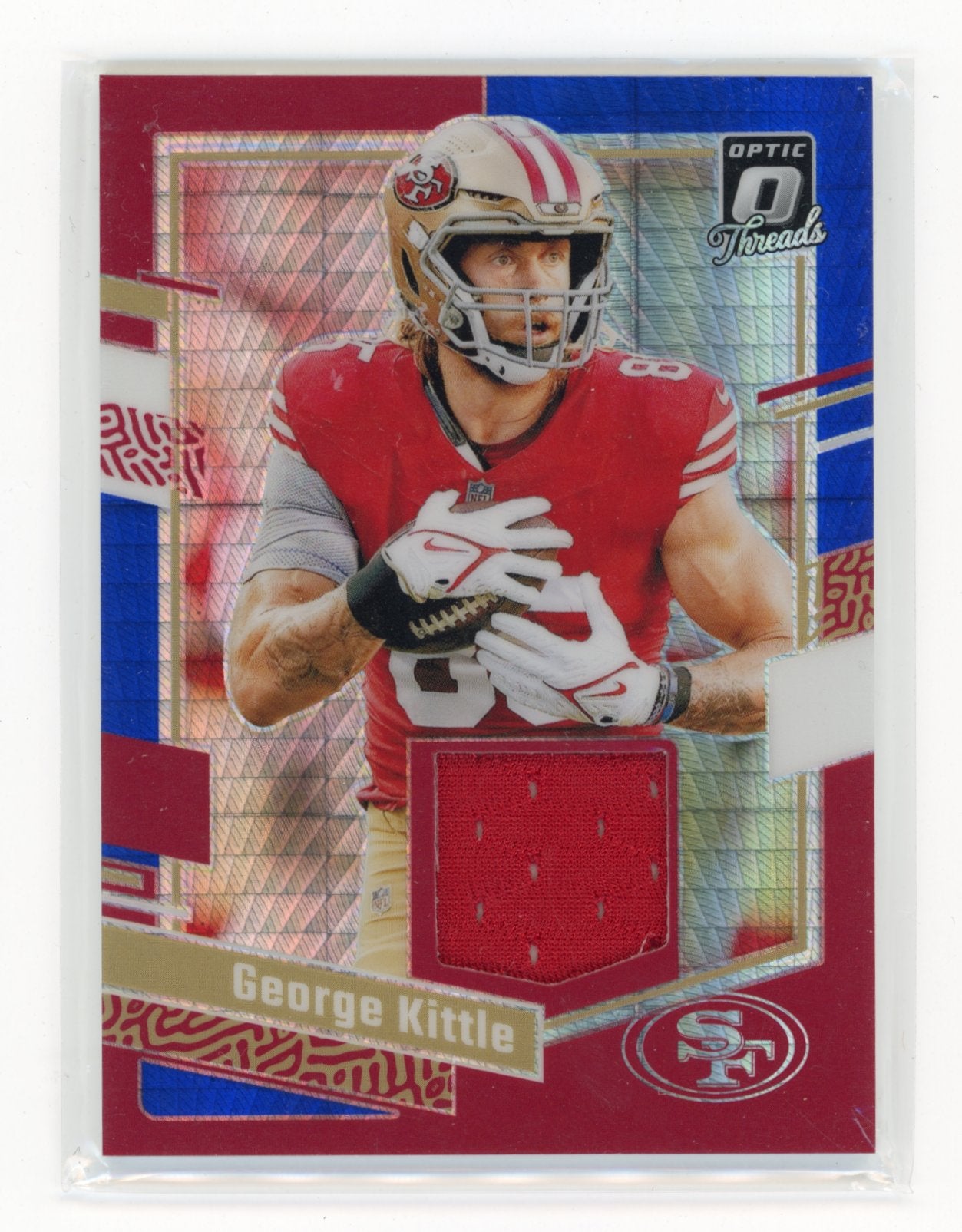 2023 Donruss Optic George Kittle #DT-GK Donruss Threads Blue Hyper San Francisco 49ers