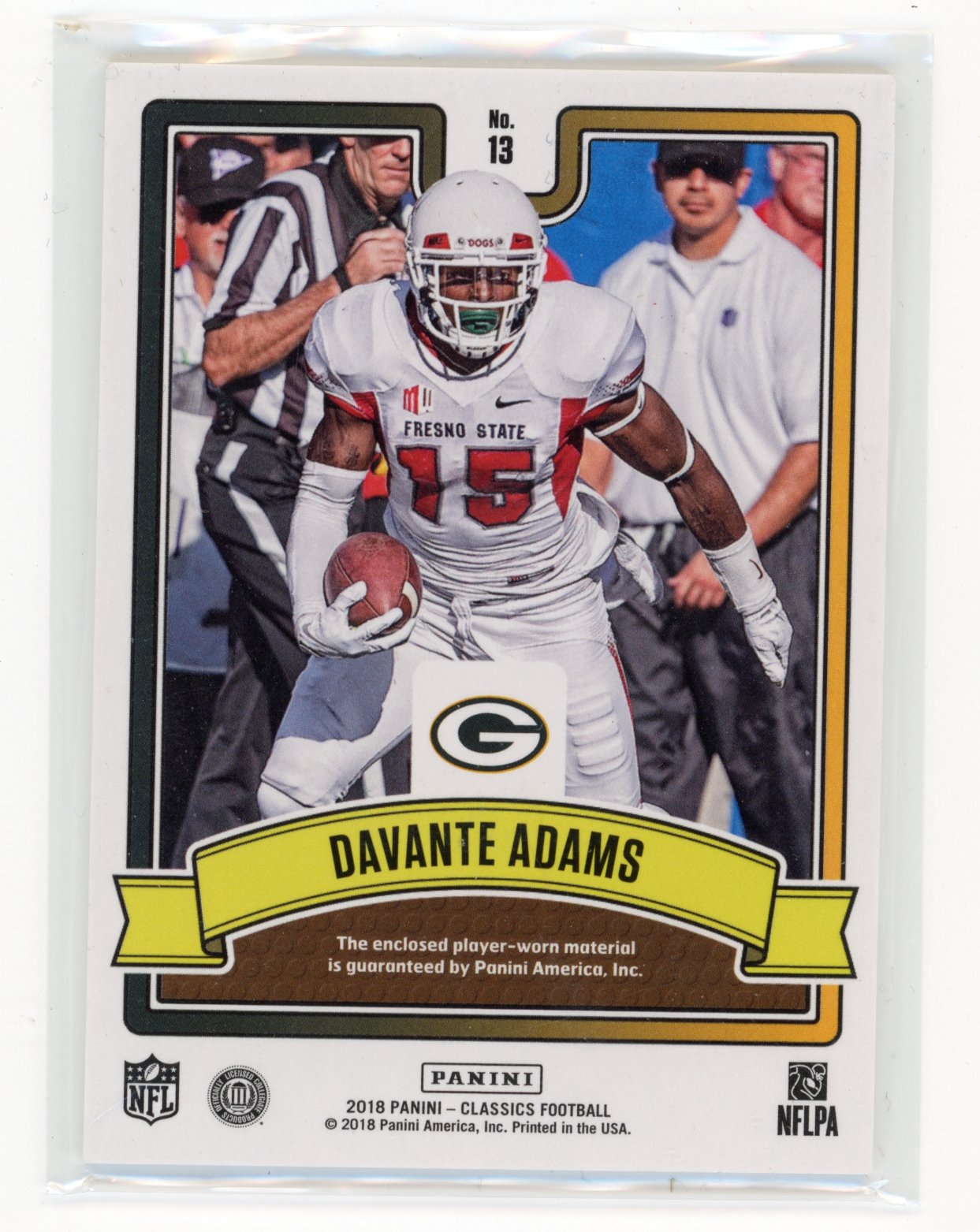 2018 Panini Classics Davante Adams #13 Saturday Swatches Fresno State