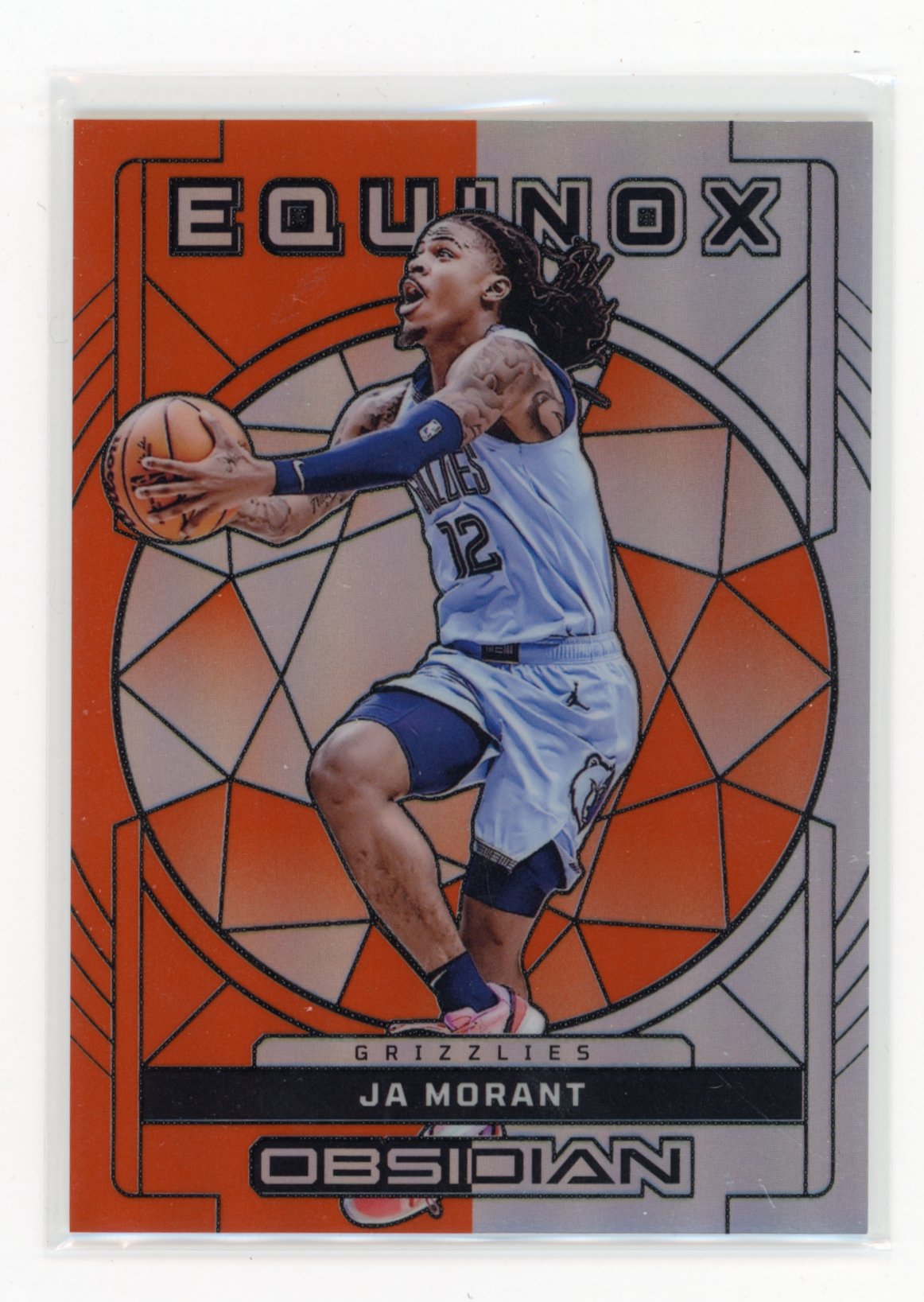 2023-24 Panini Obsidian Ja Morant #5 Equinox Electric Etch Orange Flood #/75 Memphis Grizzlies
