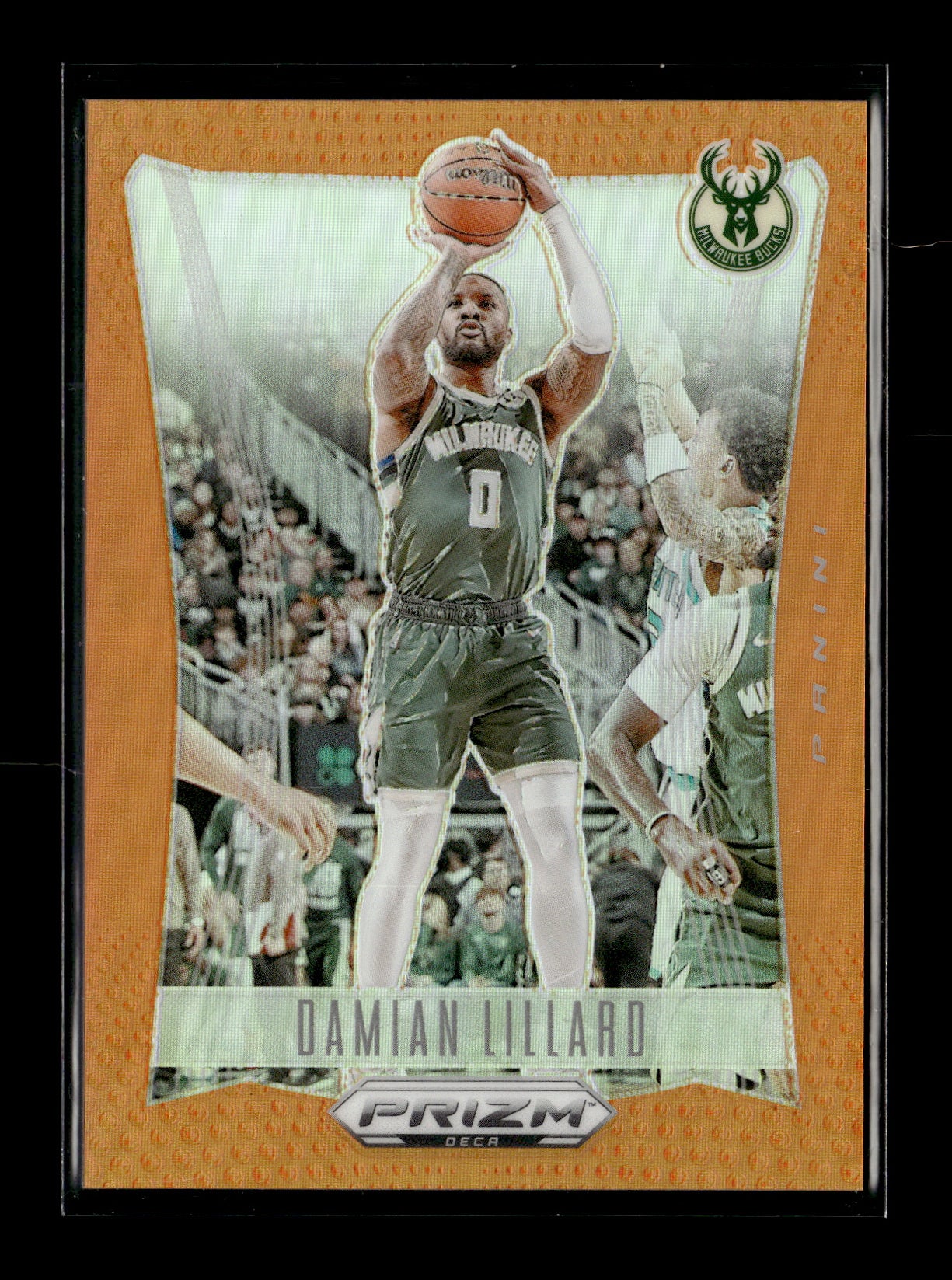 2023-24 Panini Prizm Deca Damian Lillard #147 Prizms Orange #/49 Milwaukee Bucks