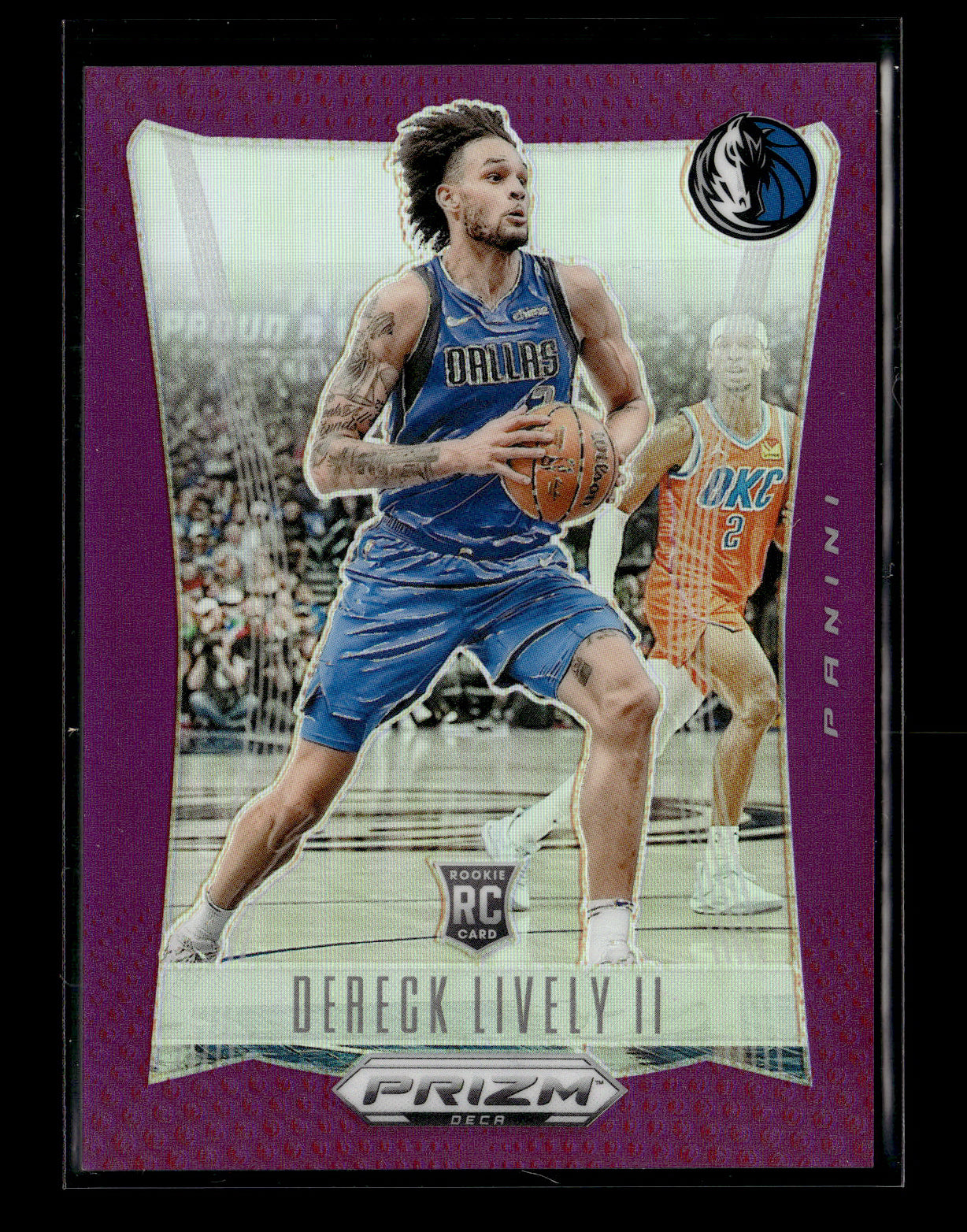 2023-24 Panini Prizm Deca Dereck Lively II #96 Prizms Purple #/99 Dallas Mavericks