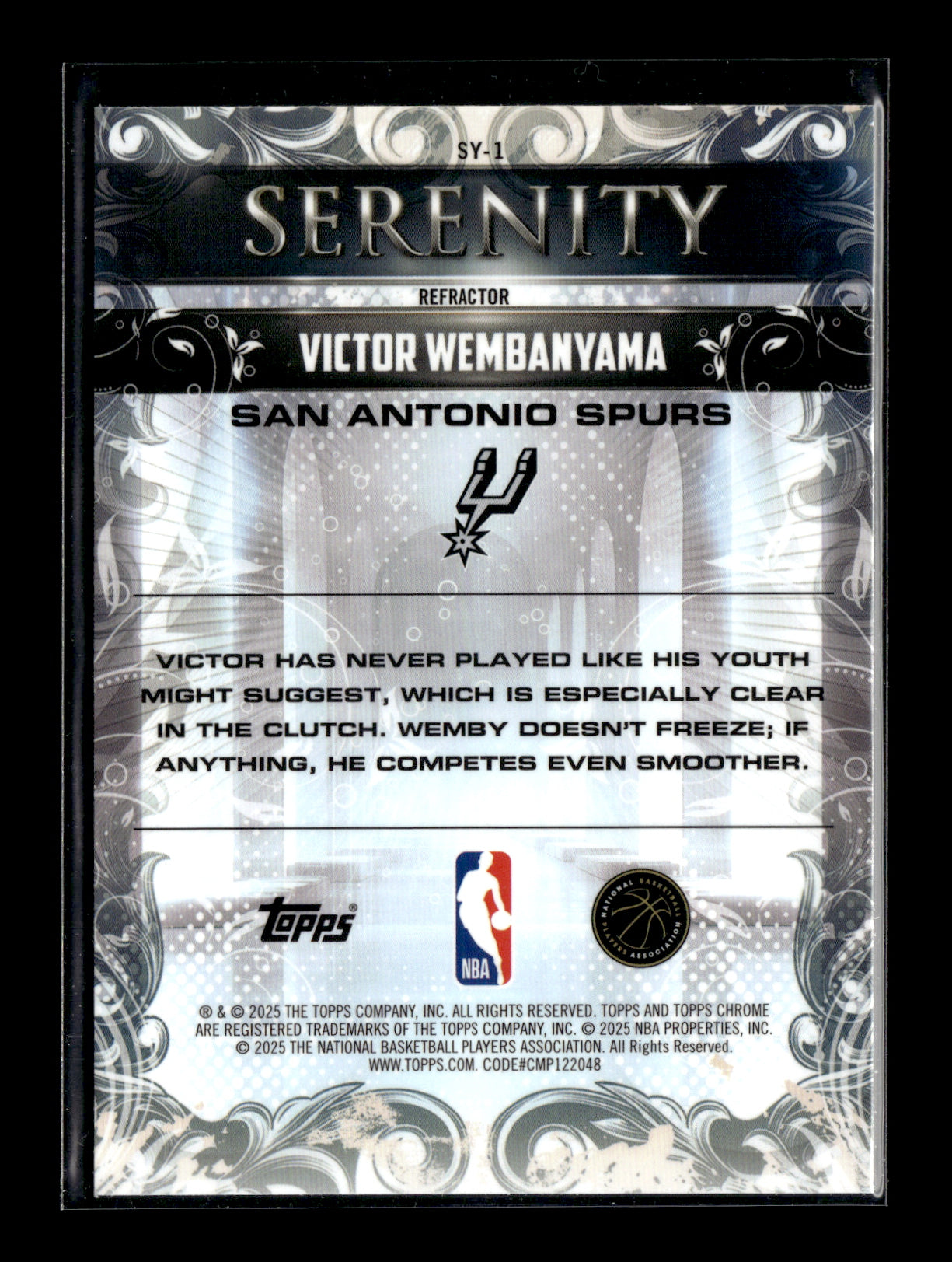 2025-26 Topps Chrome Victor Wembanyama #SY-1 Serenity Refractor San Antonio Spurs