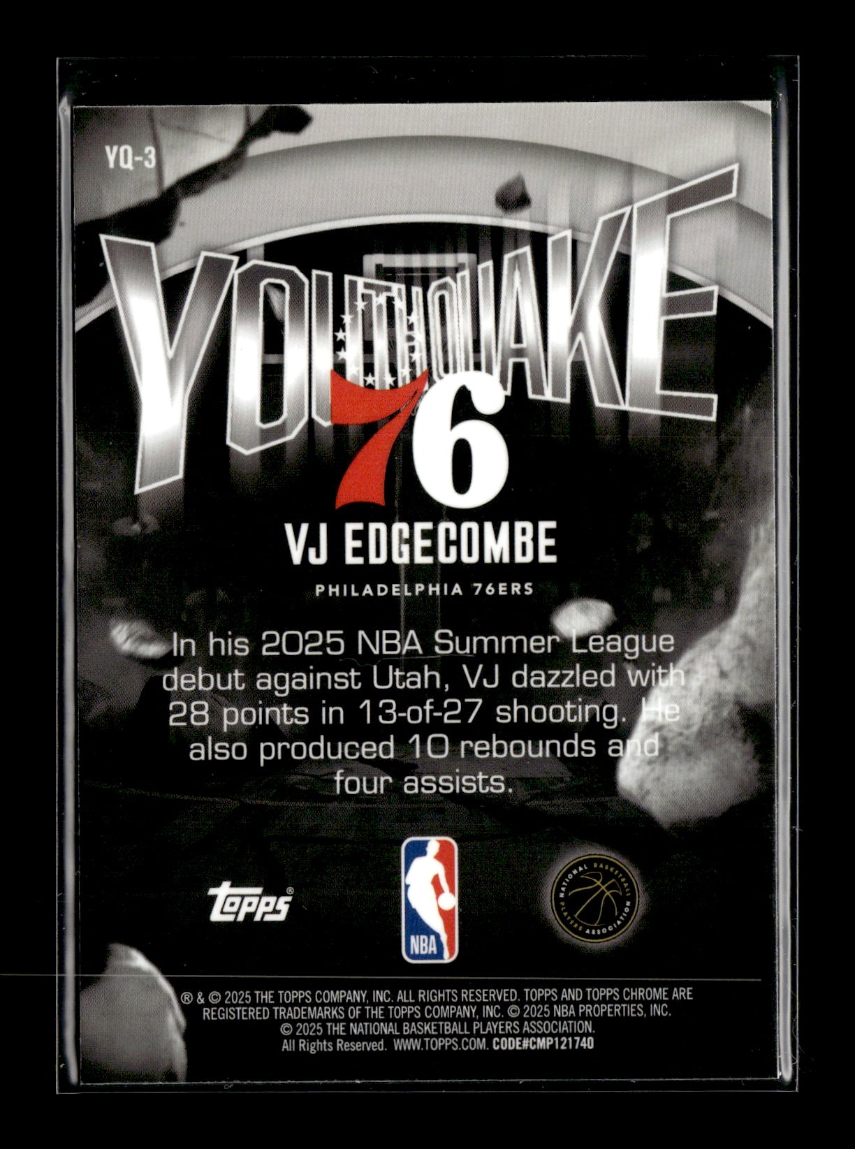 2025-26 Topps Chrome VJ Edgecombe #YQ-3 Youthquake Philadelphia 76ers