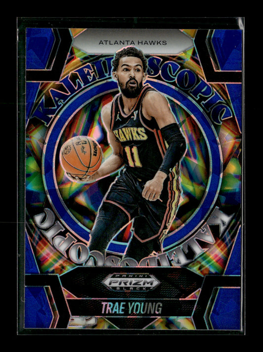 2024-25 Panini Prizm Black Trae Young #12 Kaleidoscopic Prizms Blue Ice #/125 Atlanta Hawks