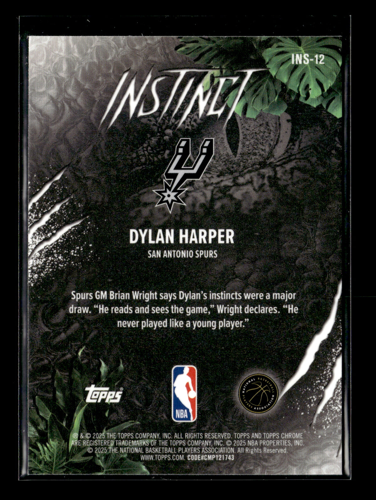 2025-26 Topps Chrome Dylan Harper #INS-12 Instinct San Antonio Spurs