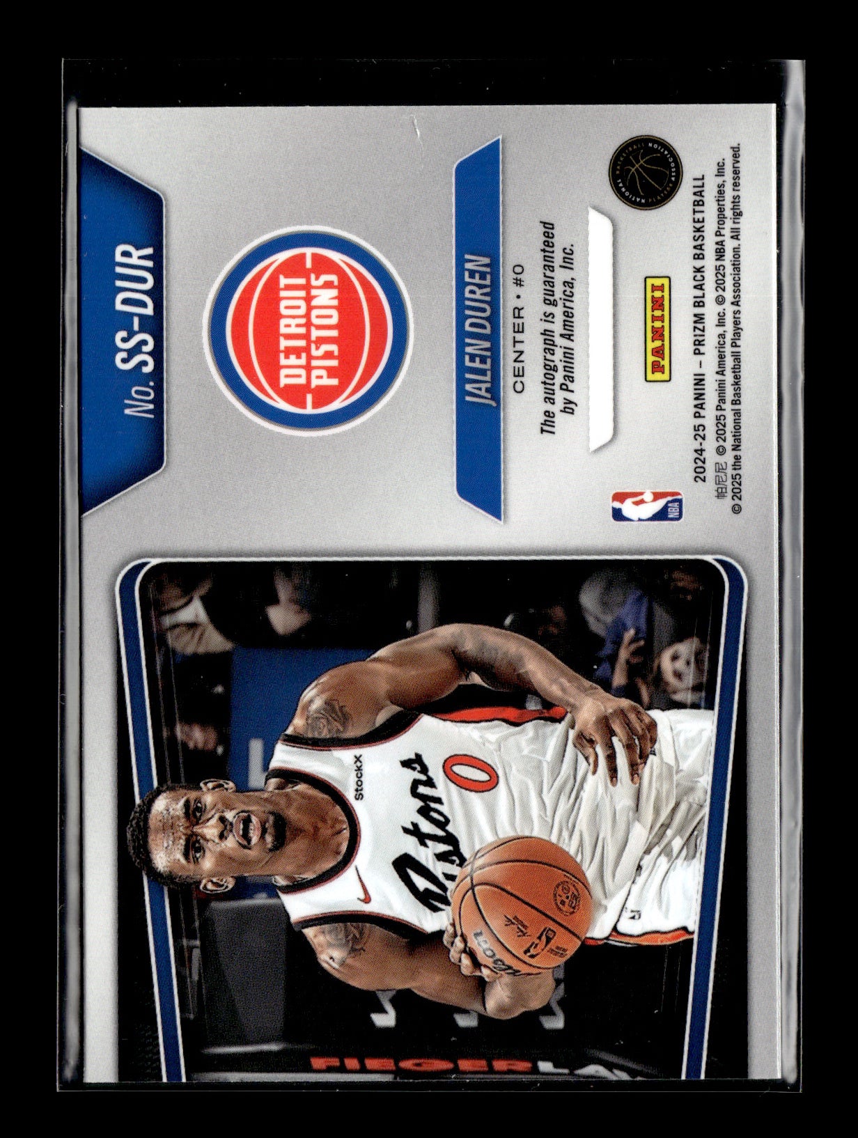 2024-25 Panini Prizm Black Jalen Duren #SS-DUR Sensational Signatures Prizms Silver Detroit Pistons